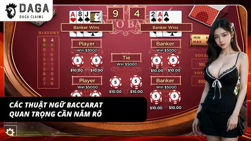 Những thuật ngữ phổ biến thường xuất hiện trong baccarat DAGA
